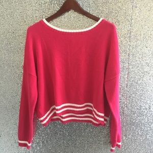 Wet Seal Hot Pink and White Sweater—Size M